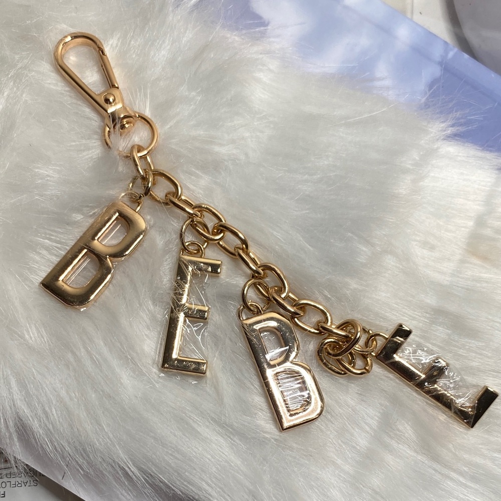 bebe Gold Letter Charm Keychain
